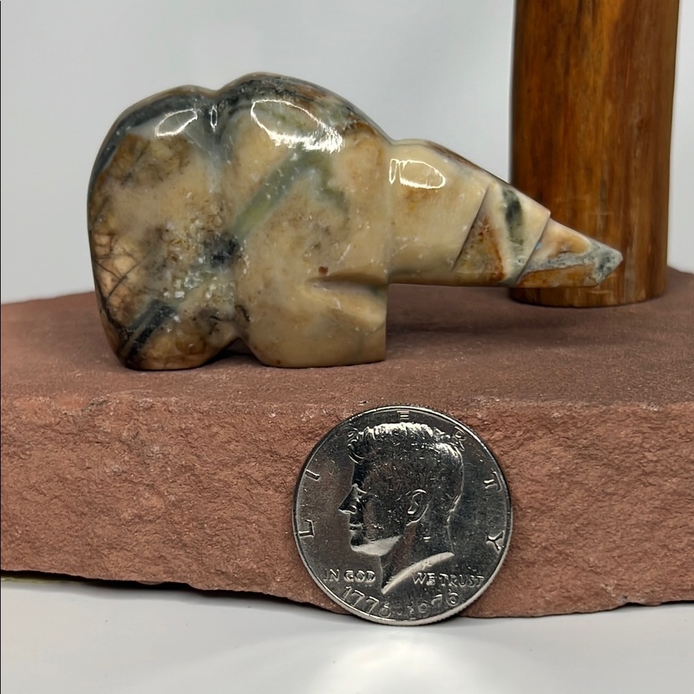 Abstract Picasso Stone Bear Sculpture.